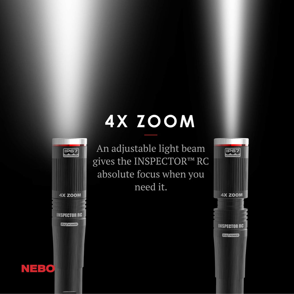 NEBO Inspector 360 Pen Light, 360 Lumen LED Rechargeable Pocket Light-Black