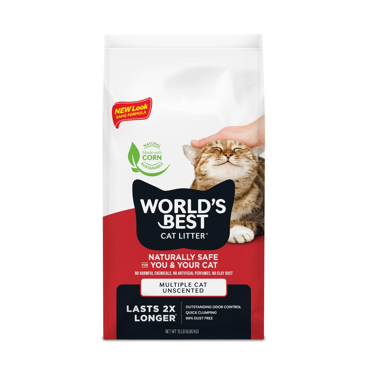 World's Best Cat Litter, Multiple Cat, Unscented, Odor Control, 15 lb Bag