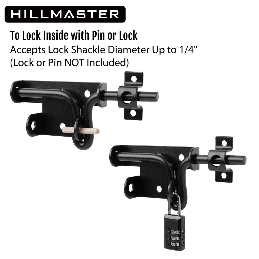 HILLMASTER Heavy Duty Slide Bolt Gate Latch with Padlock Hole, Sliding Bolt Gate Lock Door Latches Hardware for Wooden Fences Barn Doors, 2 Pack