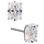 NADRI Oval CZ Stud Earrings, Rhodium Plated