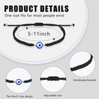 Sasylvia 50 Pcs Evil Eye Bracelets Bulk Mal De Ojo Bracelets,Black