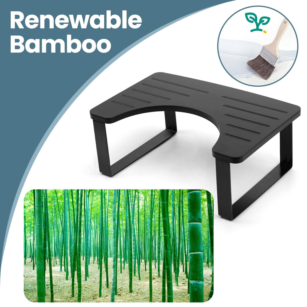Bathroom Stool,Bamboo Toilet for Bathroom,Toilet Stools,Potty for Pooping,Poop Stool,Toilet Step Toddler,Portable Squatting Pan with Dual Anti Slip Design,Stain,Scratch,CrackProof(Black)