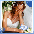 Yinder 60 Bulk Happy Tears Tissue Packs for Wedding 3 Ply Pocket Size Tissues Packs for Guests Facial Individual Wedding Favors Party Supplies Travel Graduation Celebration(Blue Flower)
