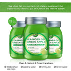 Sea Moss Raw,15OZ Natural Sea Moss Gel with Irish Sea Moss-Immune and Digestive Support Vitamin Mineral Antioxidant Supplements(Green Apple)