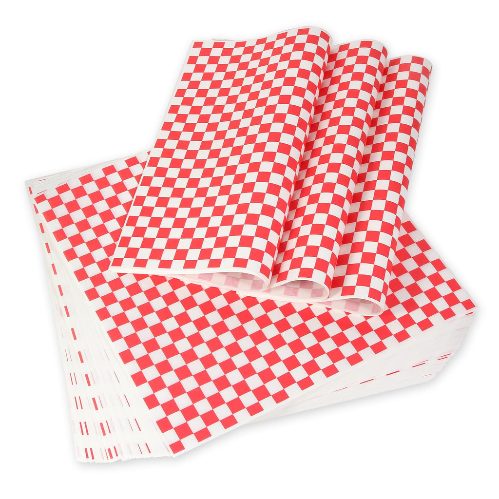 100pcs Deli Paper Sheets 12x12", Premium Food Basket Liners, Grease Resistant Wax Paper Sheets for Food, Classic Checkered Sandwich Wrapping Paper for Party, Festival and Outdoors, JIRNGLA