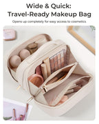 BAGSMART Travel Makeup Bag, Cosmetic Bag Make Up Organizer Case, Warm gray, Elegant