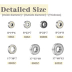 Dianrui 608RS/ 608ZZ/ 698ZZ/ 628ZZ/ 6903ZZ/ 6003ZZ/ 6203ZZ - 44 PCS Ball Bearings Assortment Kit, Carbon Steel Deep Groove Bearing for Furniture Wheel, Roller Skates, 3D Printing and ect—7 Size