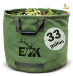 ELK 33-Gallon Non Self-Standing Multipurpose Garden Leaf Waste Bag - Durable Canvas for Yard Cleaning, Harvesting, and Storage - Heavy Duty with Rubber Handles and PVC Elastic Bone - 22" W x 18" H
