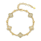 Turandoss 14K Gold Plated White Clover Bracelets for Women Jewelry Gifts