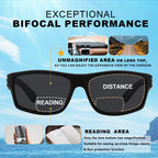 Missfive 2-Pack Mens Ultimate Bifocal Sunglasses with Readers Built In Sporty Upgraded Wrap Frame, UV400 Protection Driving & Reading Glasses for Outdoor +1.5