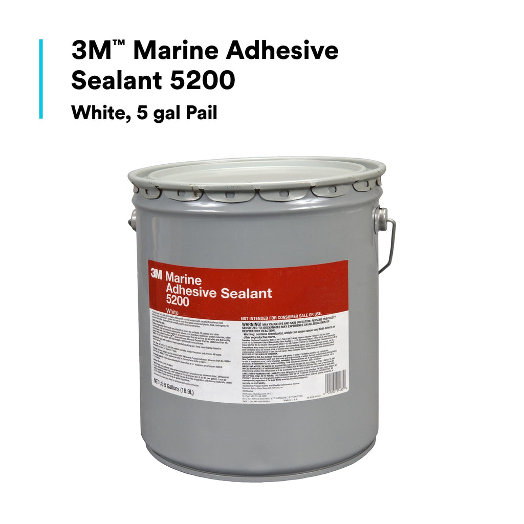 3M Marine Adhesive Sealant 5200, PN21463, White, 5 Gallon Drum (Pail)