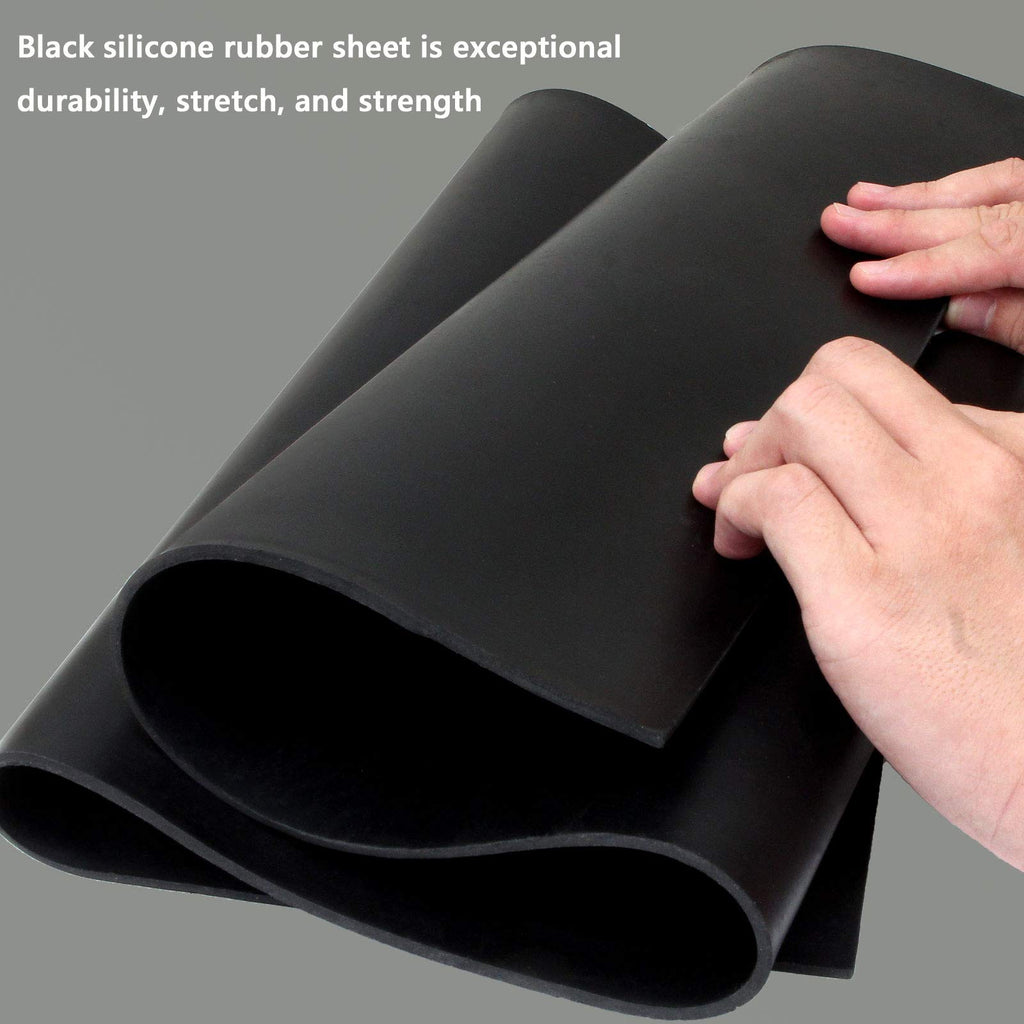 Neoprene Rubber Sheet 1/8" Thick x 16" Wide x 30" Long, Solid Rubber Sheets, Rolls & Strips for Gaskets Material, Pads, Crafts, Weather Stripping, Flooring, Black