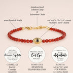 COAI Red Carnelian Bracelet for Women, Crystal Beads Dainty Evil Eye Bracelet for Women 4mm