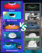 Yogaret Solar Floating Pool Lights - Pool Lights, 18 RGB Lighting Modes, IP68 Waterproof, for Inground and Above Ground Pool, Pool Party, Bathroom, Bathtub, Garden, Pond Decor（2Pcs）