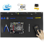 Anti Static Soldering Mat, Extra Large 27.6" x 15.7" Heat Resistant 932°F Large Silicone ESD Safe Work Mat with Grounding Accessories and Anti Static Wrist Strap (Black)