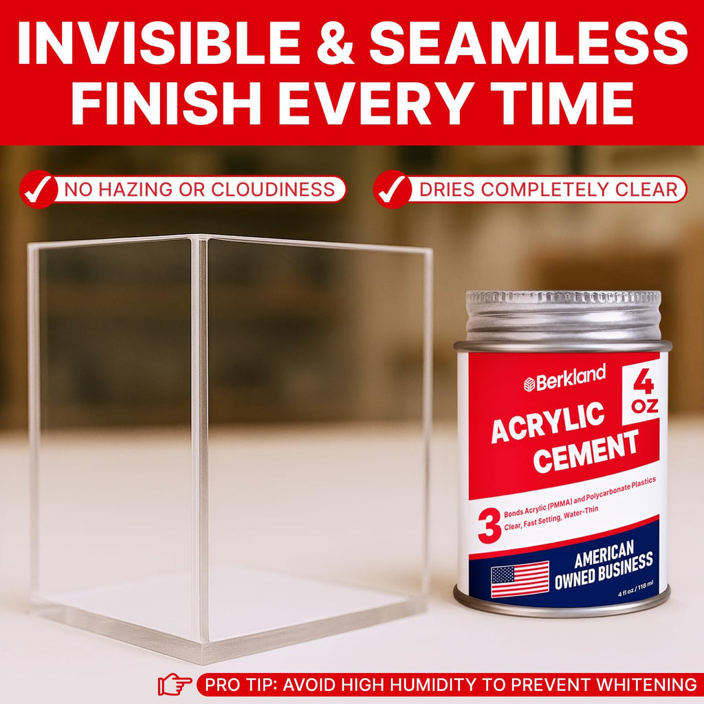 Acrylic Bonding Cement with Applicator Bottle 4 oz, Clear Adhesive for Plexiglass and Plastic Sheets, Fast-Setting Glue