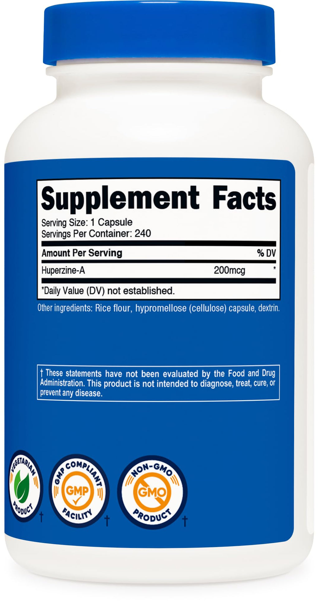 Nutricost Huperzine A Capsules 200mcg, 240 Capsules - Non-GMO, Vegetarian Friendly