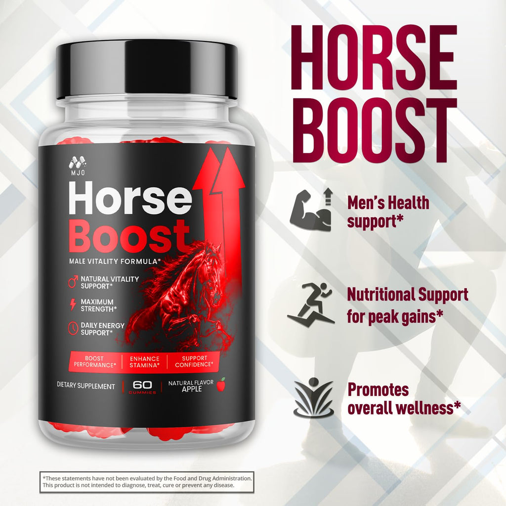(5 Pack) Horse Boost Gummies for Men, Official Horse Boost Male Performance Support Supplement with All Natural Ingredients, Maximum Strength HorseBoost Advanced Mens Multivitamin Gummy (300 Gummies)