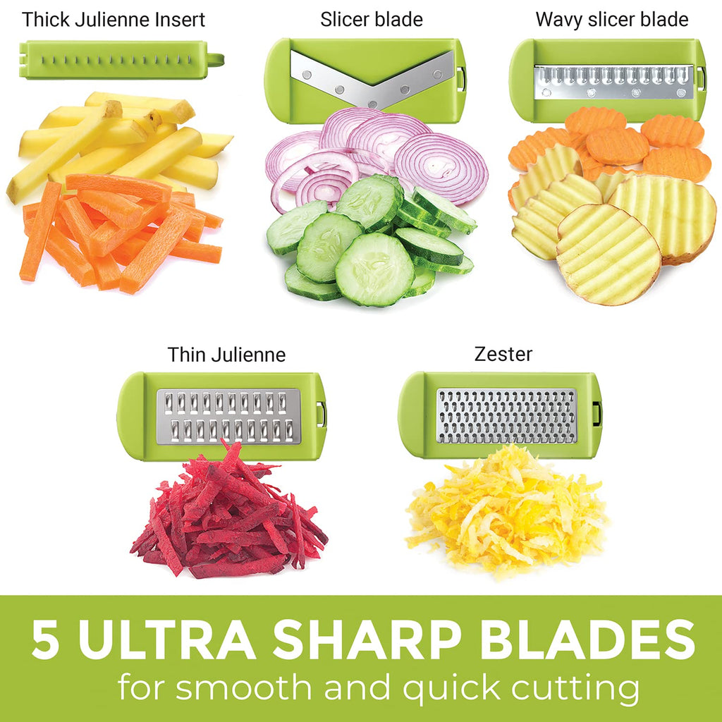 Mueller Mandoline Slicer, Premium Quality V-Pro Five Blade Adjustable Vegetable Slicer, Cutter, Shredder, Veggie Slicers for Fruits and Vegetables Gray