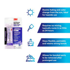 3M Marine Adhesive Sealant 4000 UV (05280), Medium Strength Flexible Waterproof Adhesive Sealant for Boats and RVs, UV Resistant, Cures in 24 Hours, White, 3 fl oz Tube