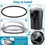 Feekoon Pool Pump Lid and O Ring, Pump Strainer Lid Compatible with Hayward Power-Flo SPX1500D2A, Clear Strainer Cover Replacement, 1 Extra O Ring and Lubricating Grease Included