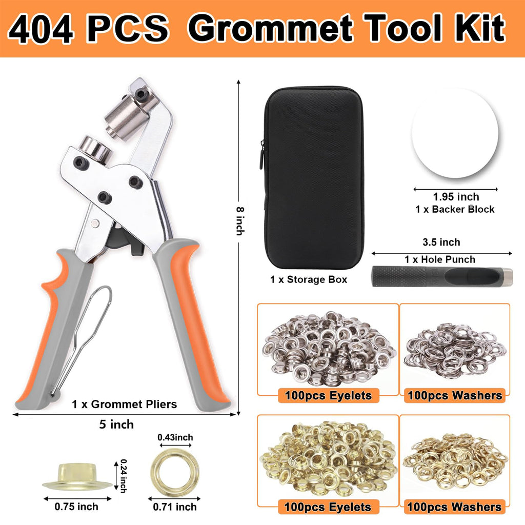 ZAPSIFOU Grommet Tool Kit with 300 Sets 3/8 Inch Grommets, Heavy Duty Grommet Kit with Storage Bag, Grommets Pucher with Hole Punch and Eyelets, Eyelet Pliers Kit for Tarp, Fabric, Banner, Canvas