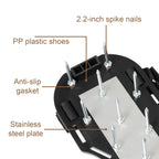 rosgel Lawn Aerator Shoes Pre-Assembled - 26 Heavy Duty Steel Spikes (2.4"), Stainless Steel Base Plate, Adjustable Metal Buckle Straps - Walk Behind Grass Aerator Sandals for Yard Lawn Care