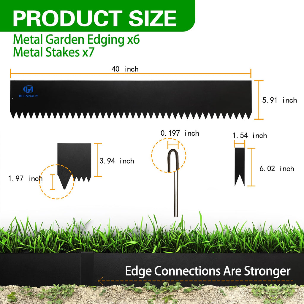 BLENNACY Metal Landscape Edging 6 Pack 40" L x 6" H