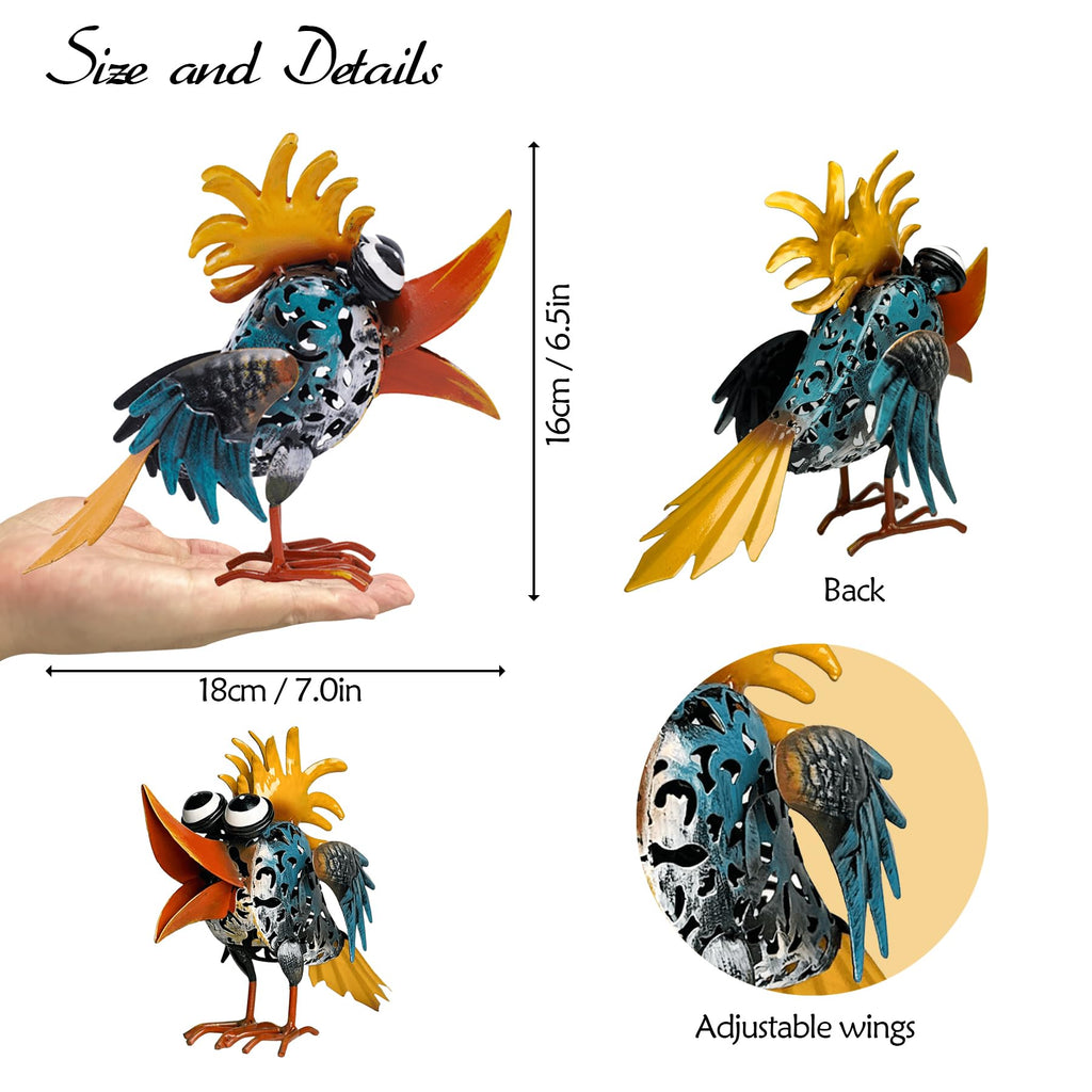 Metal Bird Outdoor Decor - 6.5inch Outdoor Metal Art Yard Art Garden Statue