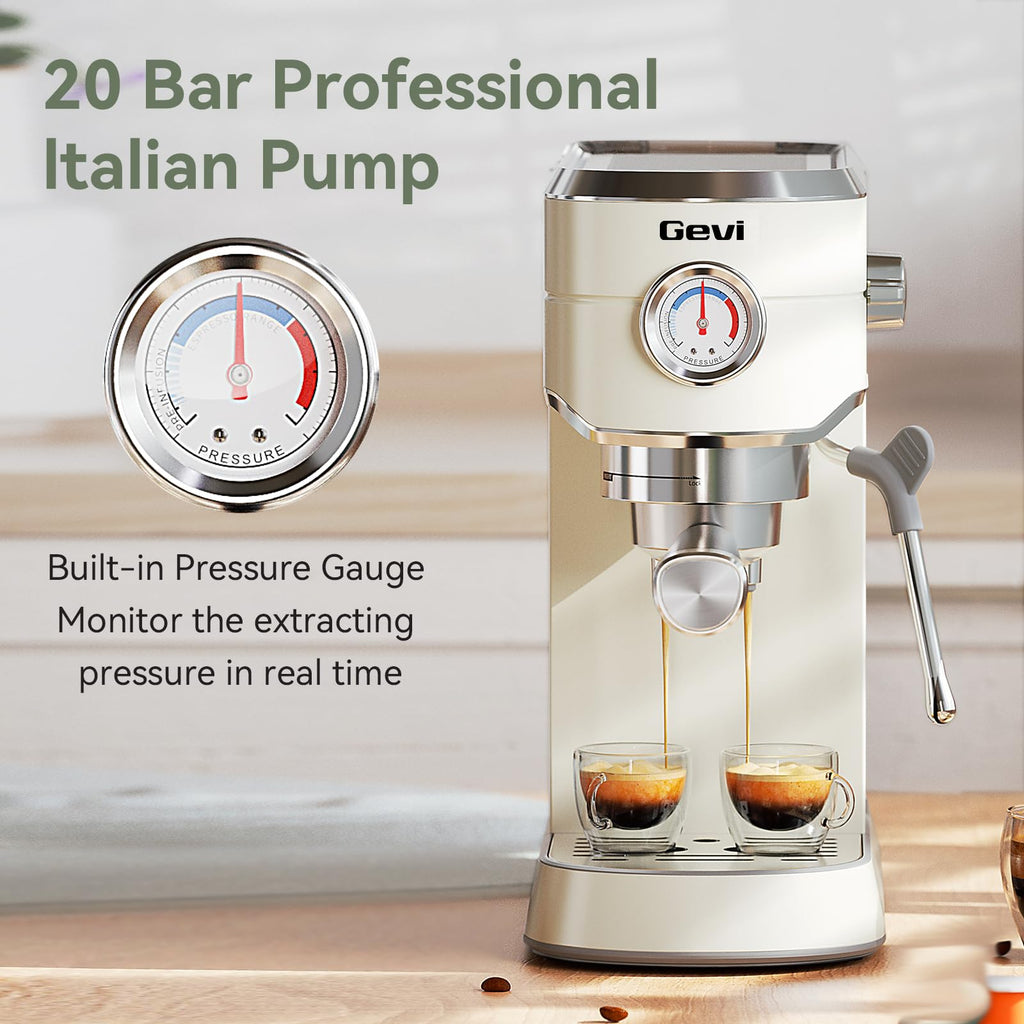 Gevi Commercial Espresso and Coffee Makers, Professional Espresso Maker Latte Machine with Milk Frother, Stainless Steel Expresso Coffee Machines for Home, Compact Cappuccino Machine, Great Gift