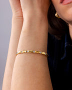 PAVOI CZ Dainty Waterproof Bangle Bracelet for Women, Yellow Gold, 6.5IN