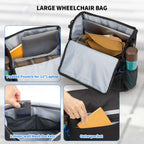 ZHCHG Wheelchair Bags, Wheelchair Backpack with Cup Holder, Wheelchair Bags to Hang on Back, Electric Wheel Chair Accessories, Large Storage Bag for Walker Rollator