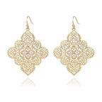 POMINA Floral Celtic Filigree Gold Tone Dangle Drop Earring Boho Fashion Geometirc Filigree Earrings for Women