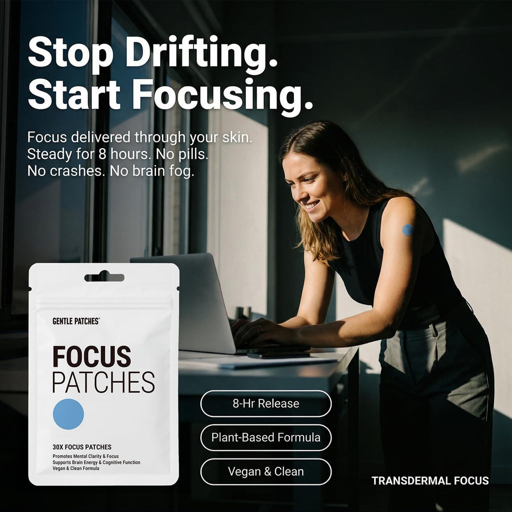 Gentle Patches Focus Patches – 30 Day Supply – Topical Wearable Patches for Daily Routine Support – Natural Plant-Based Ingredients for Steady Performance – Easy Application Stickers