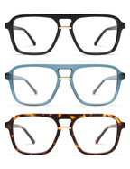 AMOMOMA 3 Pack Trendy Aviator Reading Glasses for Women Men Stylish Square Blue Light Blocking Readers AM6164 Mix (+1.50 Magnification Strength)
