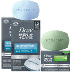 Dove Men+Care Clean Comfort Soaps (2 Boxes/12 Bars)+ Extra Fresh Soap (1 Bar) – Hydrating & Refreshing 3-in-1 Hand & Body, Face + Shave Soap Bundle