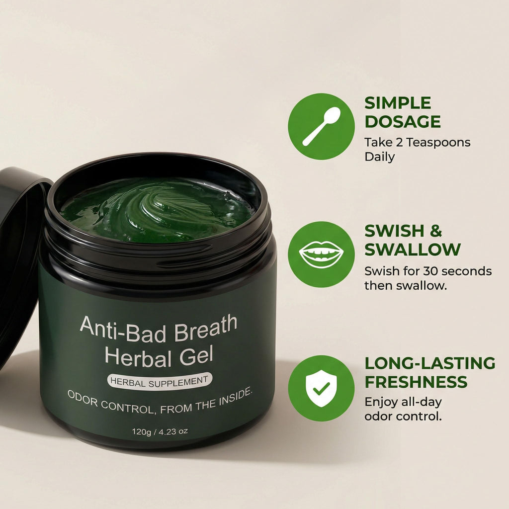 Anti-Bad Breath Herbal Gel Supplement, Internal Freshening Formula with Parsley, Green Tea, Lemon Balm, Clove Bud Oil, Peppermint Oil & Chlorophyllin, Natural Mint Flavor (1PCS)