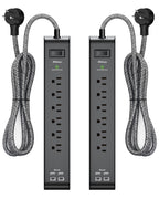 2 Pack Surge Protector Power Strip with 6 Outlets 4 USB Ports