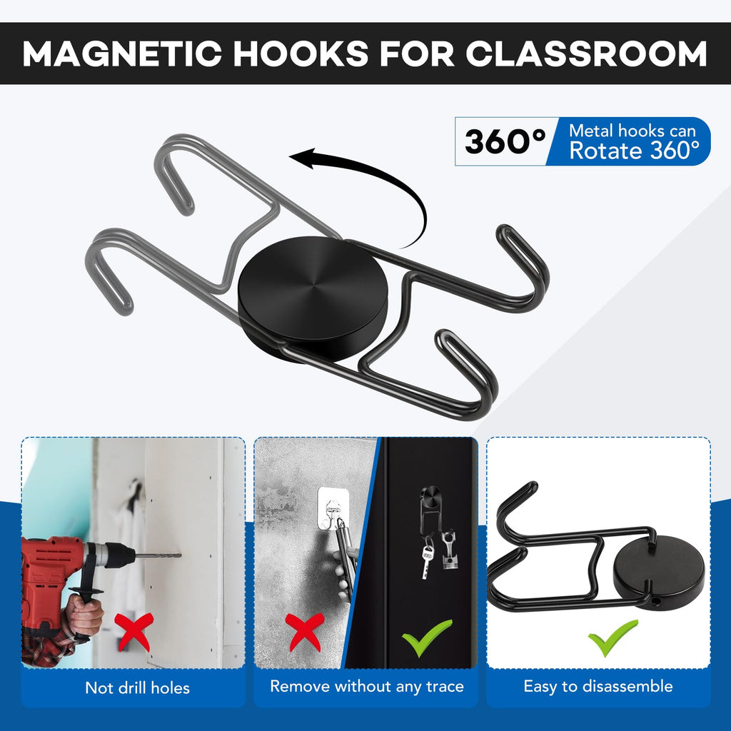 LOVIMAG Magnetic Hooks, 80lbs+ 2026 Cruise Cabin Ship Essentials Magnet Hook Heavy Duty Strong Magnets Refrigerator Fridge Hanging for Classroom Beach Vacation Kitchen Home Must Haves 5 Pcs (Black)