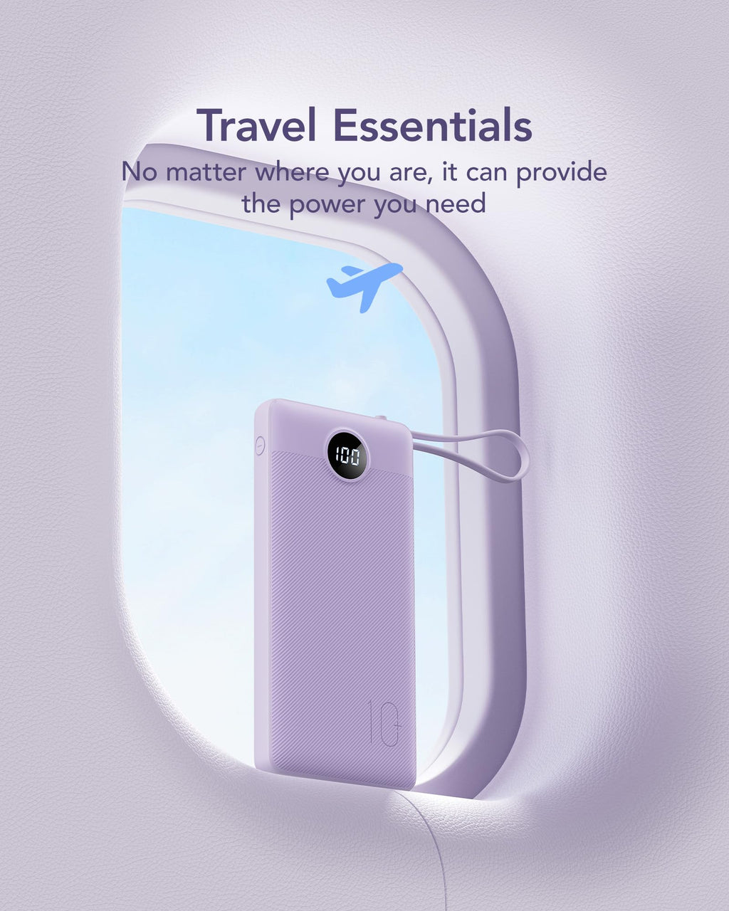 VRURC Portable Charger,4 Built -in Cables Power Bank 10000mAh,Flight-Safe