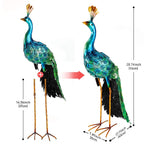 chisheen Outdoor Solar Peacock Decor Garden Statue Metal Yard Art Sculpture