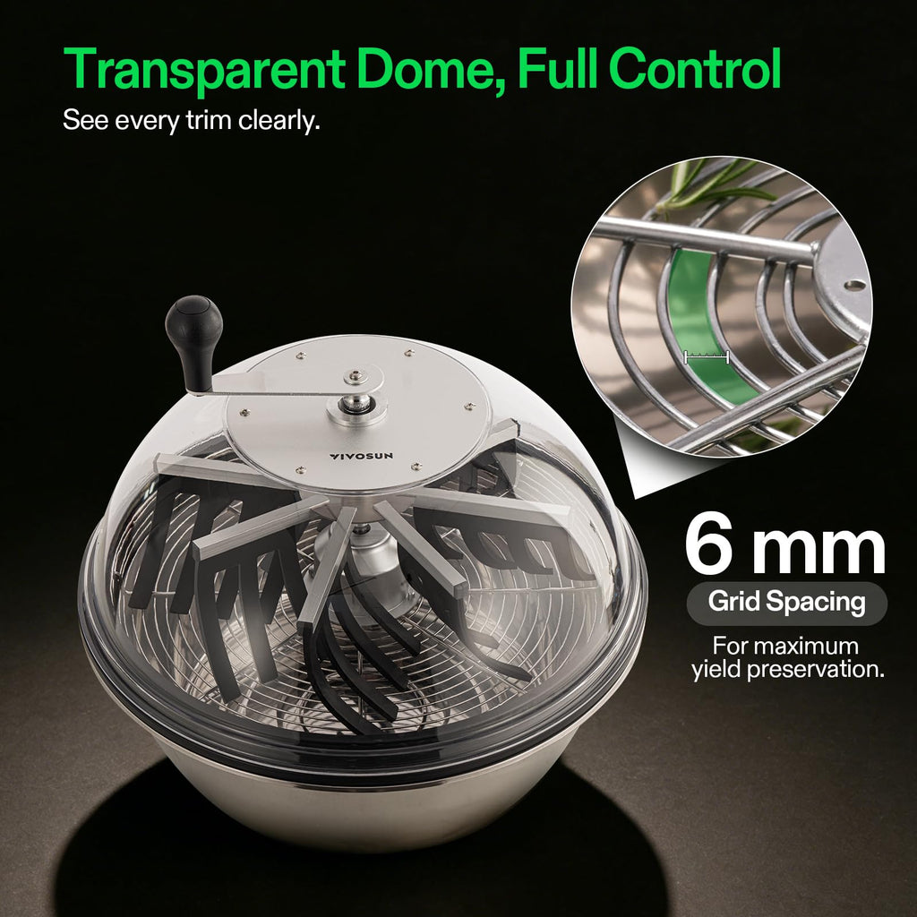 VIVOSUN 19" Bud Leaf Bowl Trimmer with Clear Dome, Stainless Steel Blades