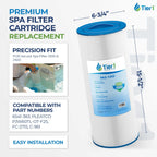 Tier1 Spa Filter Cartridge Replacement for Jacuzzi J300 & J400 – 2 Pack | Compatible with 6541-383, PJW60TL-OT-F2S, 6CH-961 | 15-1/2" x 6-3/4" | Trilobal Fabric | Washable & Reusable | High Flow