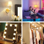 Rechargeable Battery Operated Light Bulb with Remote Control 4 Packs, 350LM Dimmable Detachable LED Bulb with 15 Colors Selectable & 3 Timer, Wireless Puck Light Bulb for Wall Sconce, Non-Hardwired