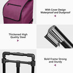 KEDSUM 2 in 1 Stair Climbing Cart, 60L/300LBS Grocery Cart on Wheels for Stairs, Shopping Carts for Groceries with Removable Waterproof Bag, Folding Shopping Carts for Stairs, Purple