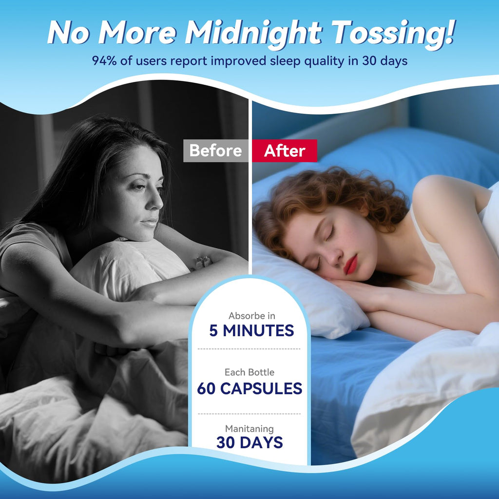 EEKEEPHIT 6 in 1 Melatonin-Free Sleep Aid Sleep Complex with Ashwagandha, GABA, L-Theanine & 5-HTP, VIT B6(P5P) for Adults, Supports Deep Relaxation, 30 Vegan Capsules
