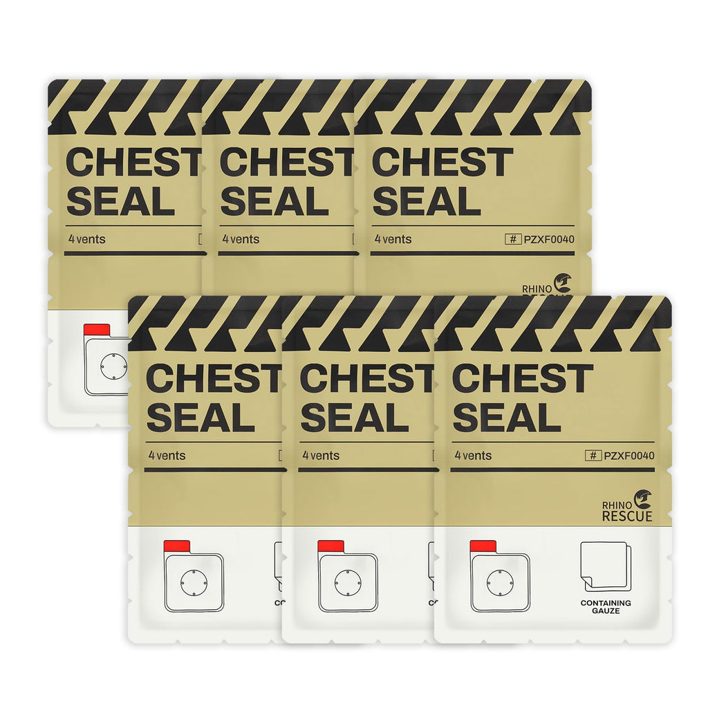 RHINO RESCUE Vented Chest Seal, IFAK Refill First Aid Supplies (6 Count)