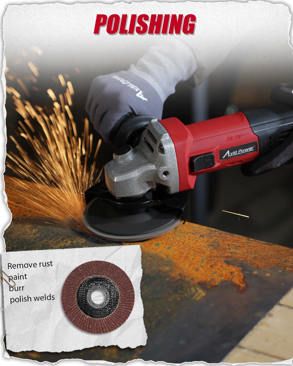 AVID POWER Angle Grinder 7.5-Amp 4-1/2 inch Electric Grinder Power Tools with Grinding Wheels, Cutting Wheels, Flap Disc and Auxiliary Handle for Cutting, Grinding, Polishing & Rust Removal - Dark Red