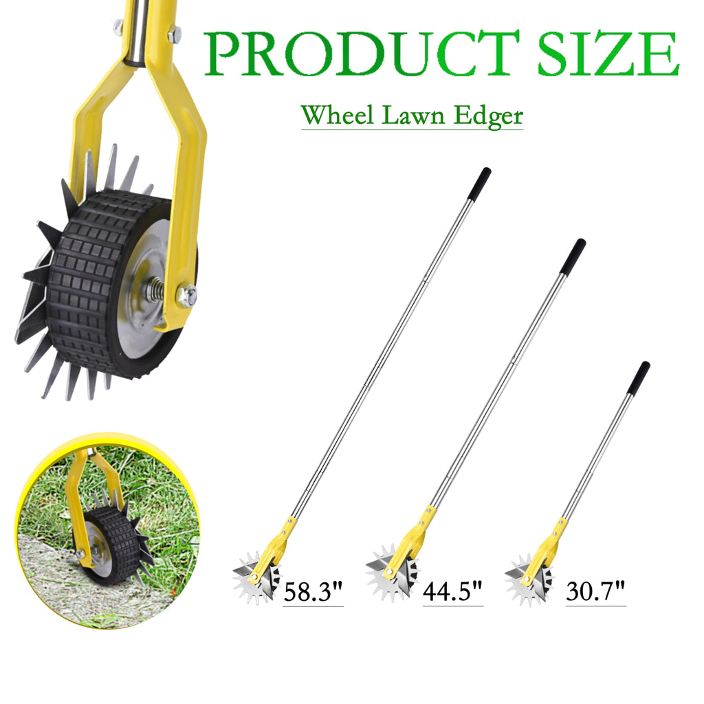 YEELOR Wheel Rotary Edger，Edger for Lawn Edges Alongside Sidewalks & Driveways，with A 58-Inch Adjustable Handle, Ideal for Enhancing The Beauty of Sidewalks, Driveways, and Garden Lawn Edges