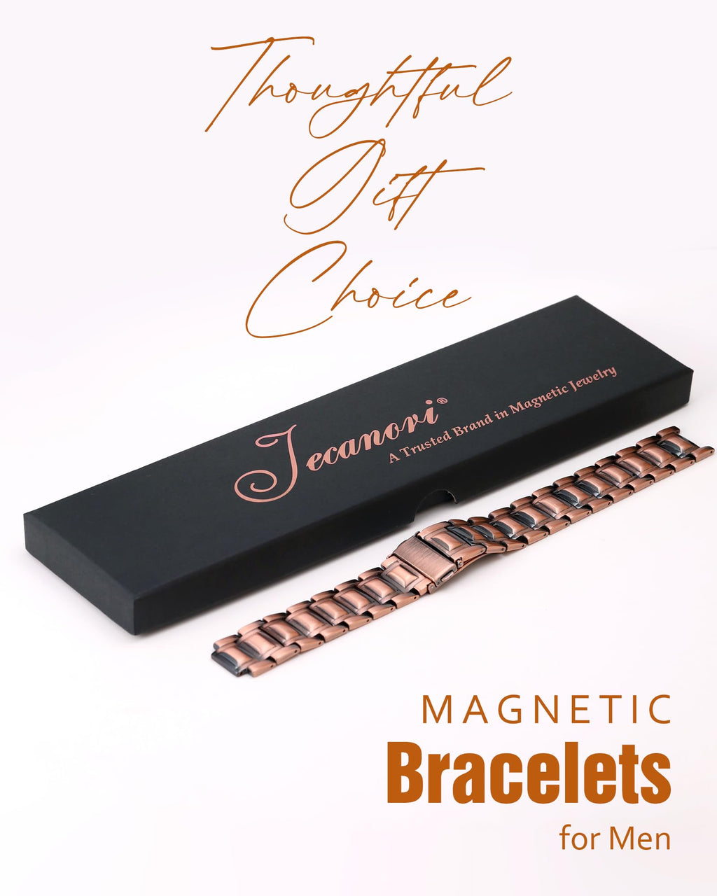 Jecanori 3X Strength Copper Bracelets for Men, Magnetic Bracelets for Men with 3800 Gauss Magnets, Premium Fold-Over Clasp